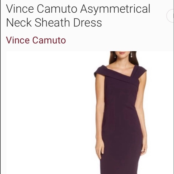 vince camuto asymmetrical neck sheath dress